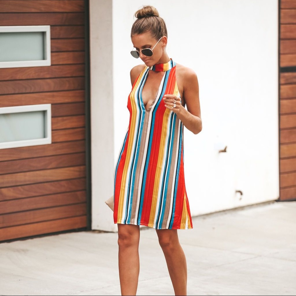 Vici Colorful Keyhole Dress